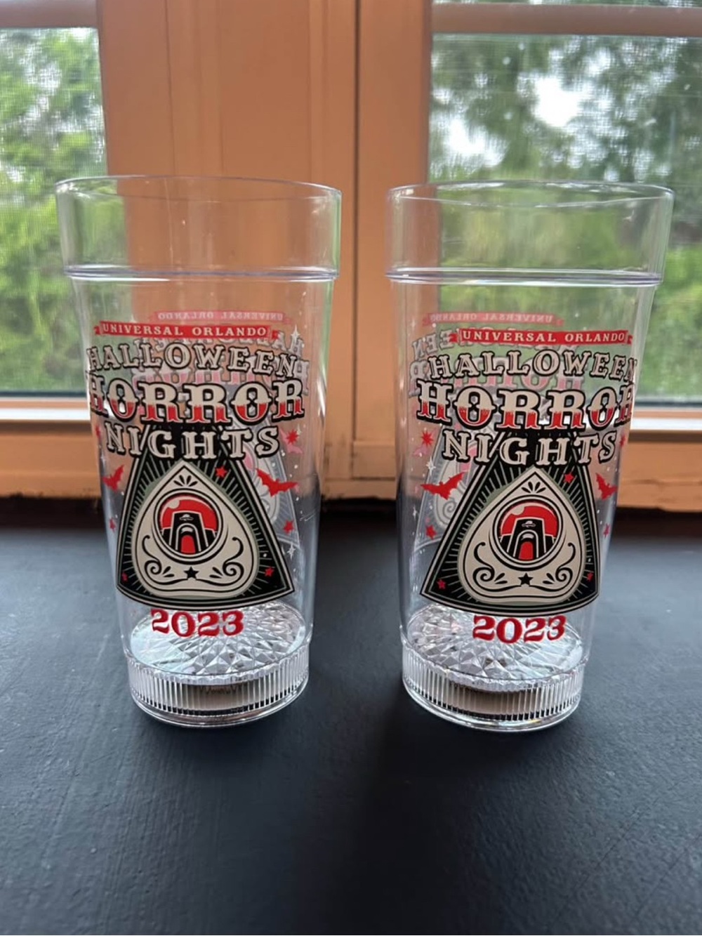 Universal Orlando Halloween Horror Nights 2023 Clear Reusable Cup - Red & Black